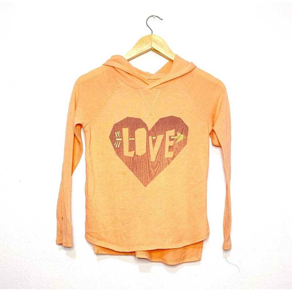 Mudd Girl's Orange Love Pullover Hoodie